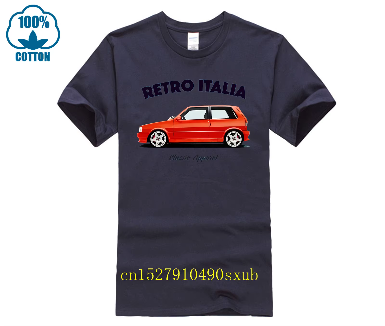 T-shirt FIAT UNO TURBO. RÉTRO ITALIE. VOITURE CLASSIQUE. ABARTH