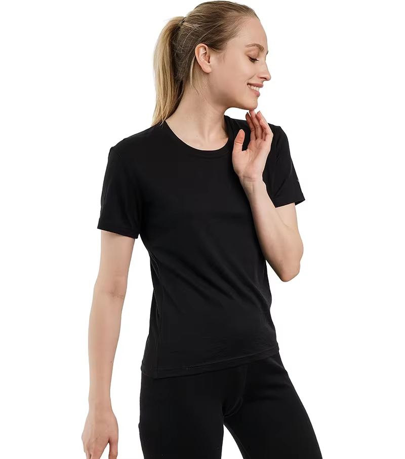 T-shirt à manches courtes en laine mérinos pour femme