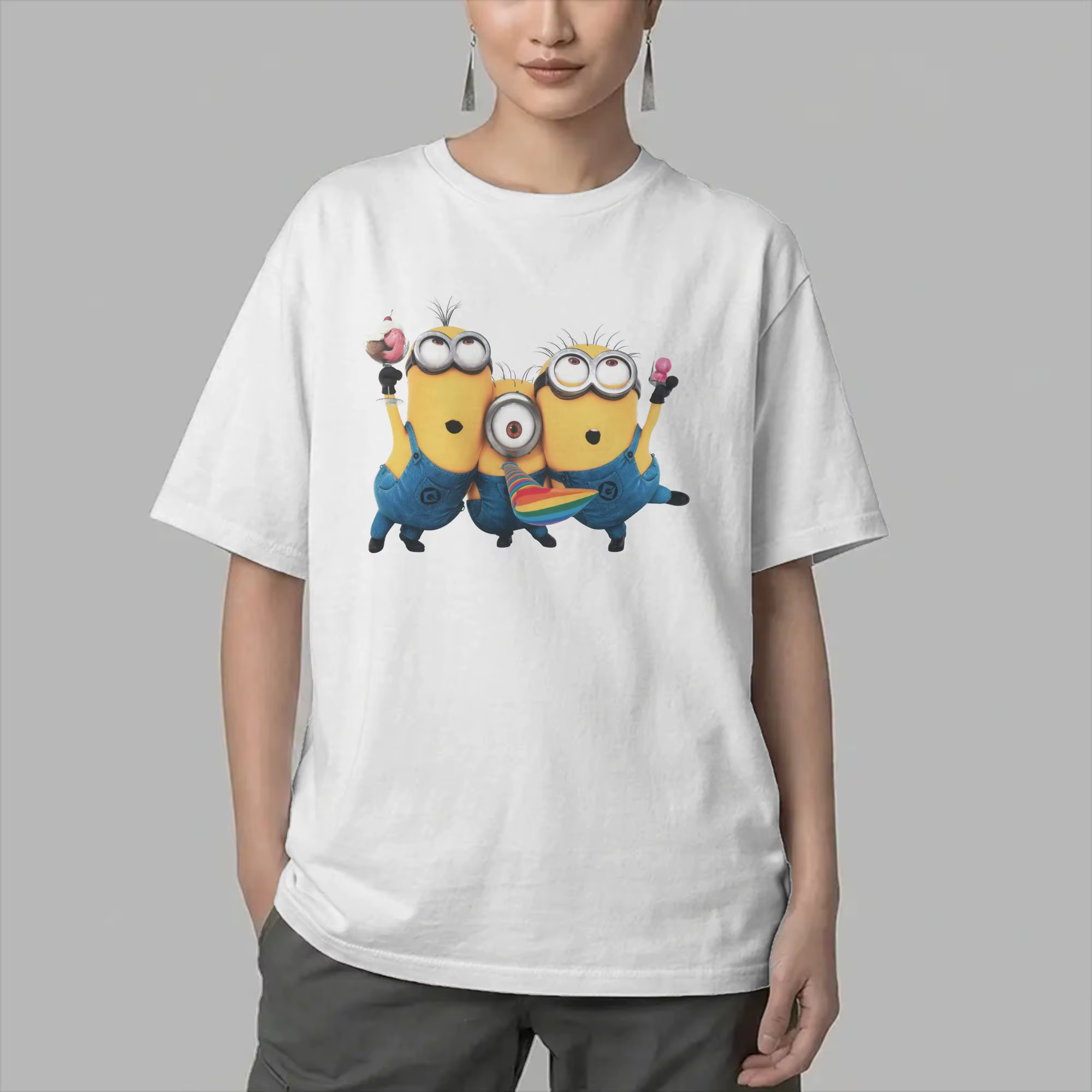 T-shirts pour hommes avec motif de dessins animés Minionsed