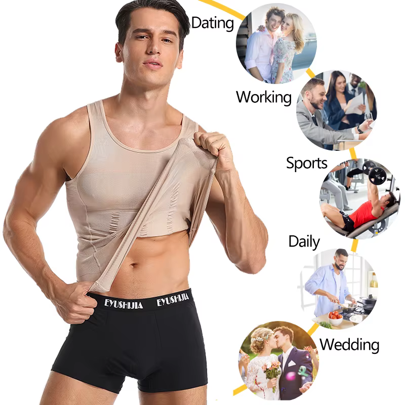 Chemise pour hommes minceur corps Shaper gilet entraînement débardeurs Abs Abdomen sous-vêtements débardeur Shapewear