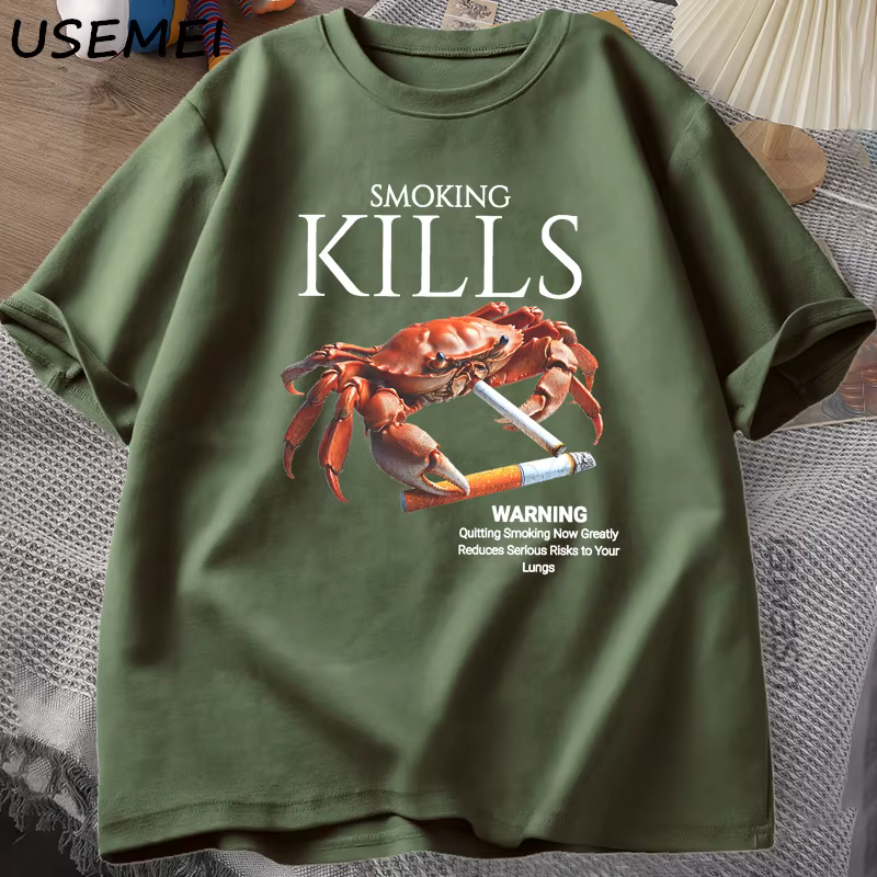 Fumer tue le crabe t-shirts désencré bizarre T-Shirt graphique