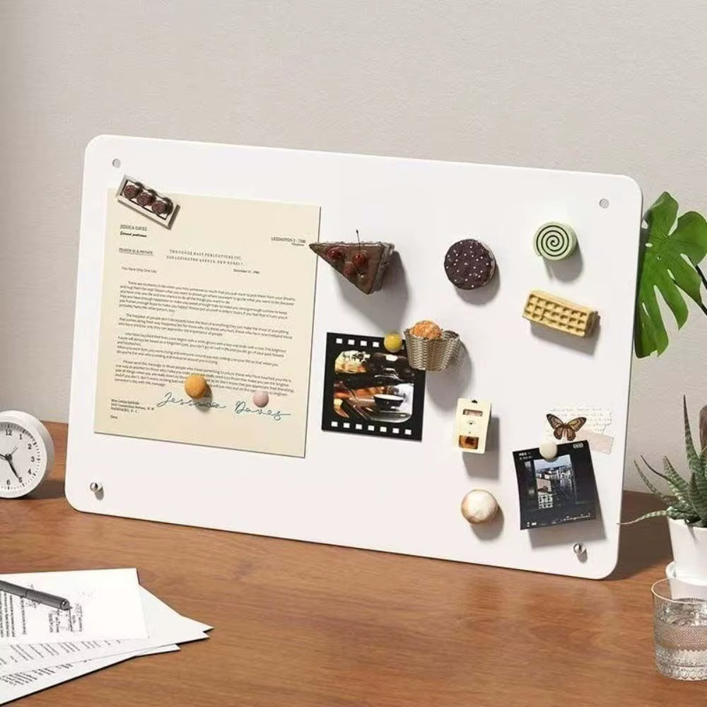 Tableau magnétique métallique pour affichage de photos et messages, avec coins arrondis, support de bureau, type tableau noir et panneau d'affichage