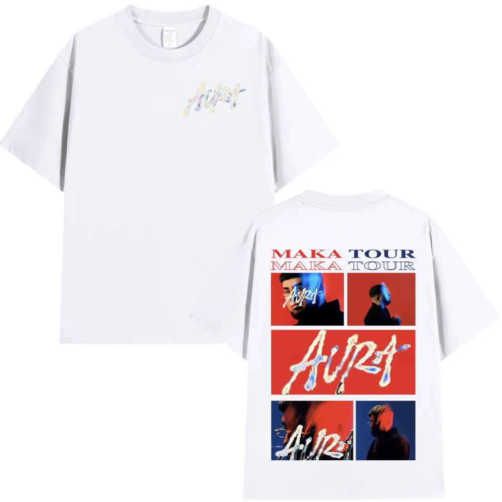 Rappeur Maka Aura 2025 Tour Merch t-shirts hommes femmes mode Hip Hop T-shirt été décontracté coton à manches courtes