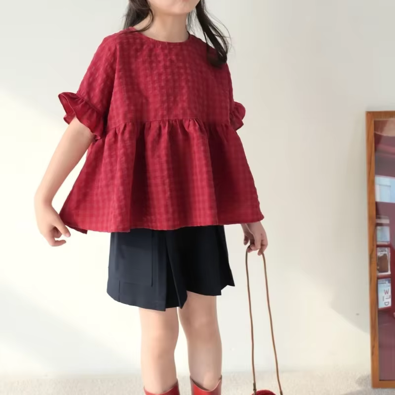 Chemise à carreaux rétro pour filles