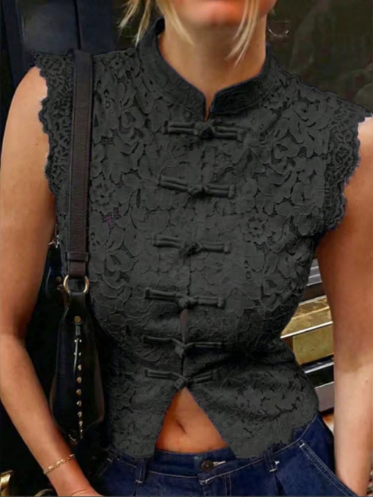 Débardeur vintage boutonné pour femme