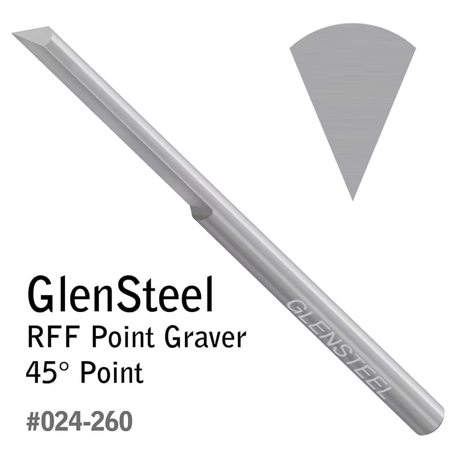 Graveur à pointe GRS GlenSteel RFF 30 ° -120 °   Outil de gravure en pointe en V pour le sertissage de pierres et les coupes profondes, HSS sans cobalt, tige QC de 1/8 pouce