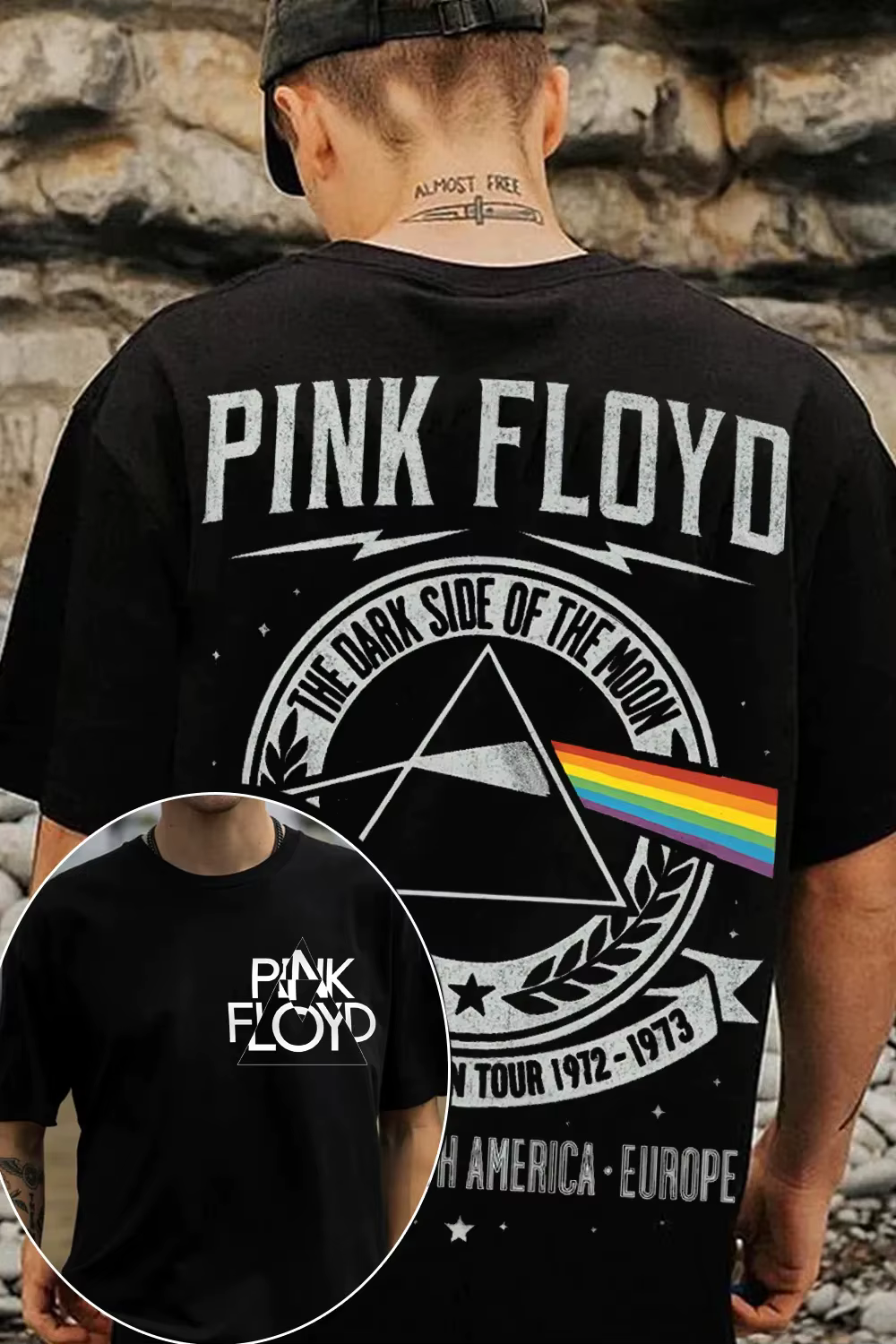 T-shirt en coton graphique Pop Rétro Pink Floyd unisexe