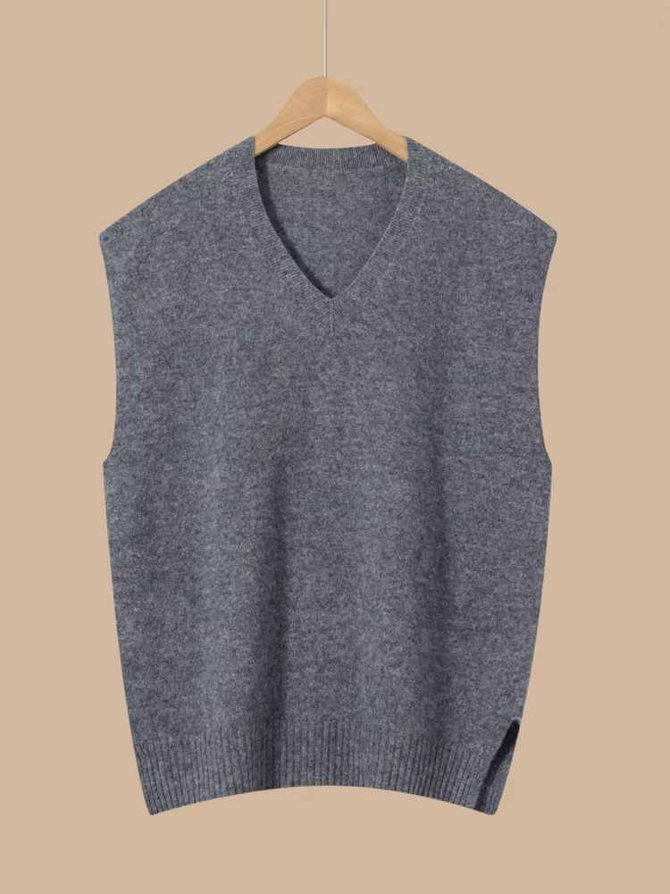 Basique 100% laine mérinos femmes gilet automne hiver pull solide col en v tricoté