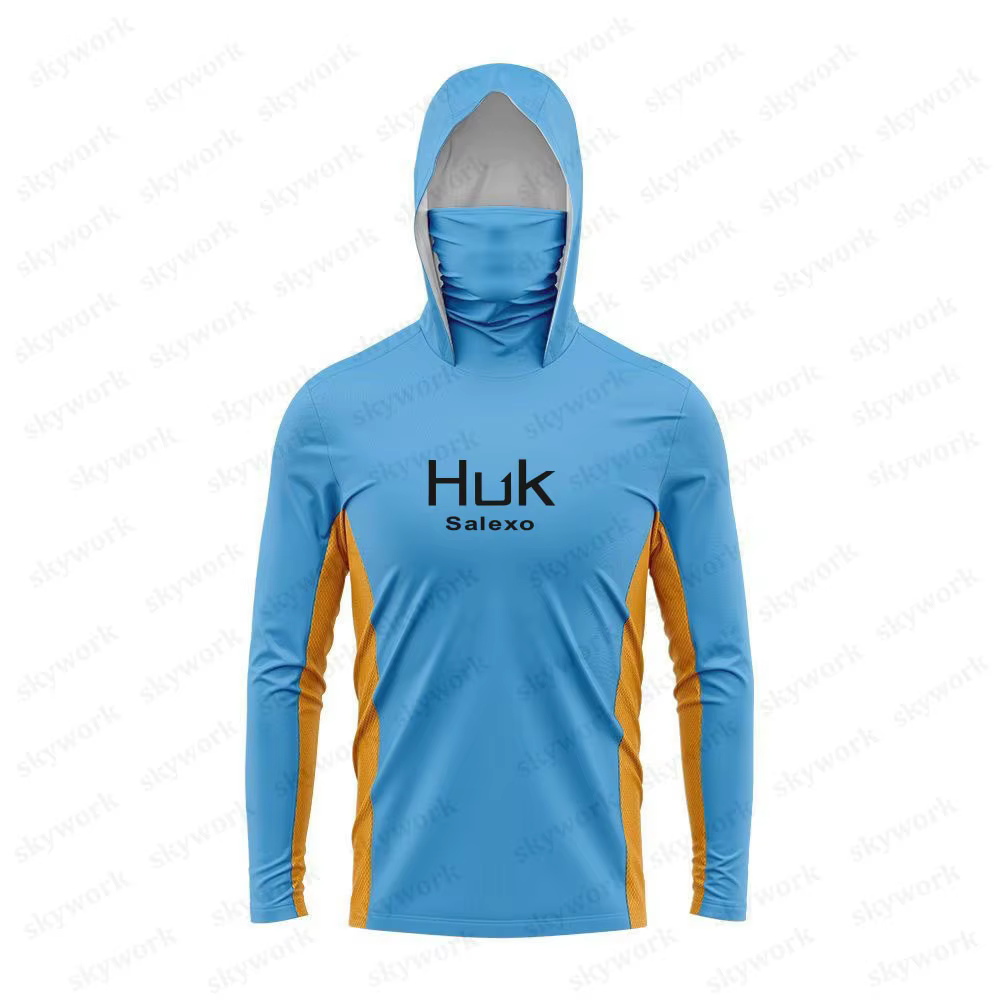 Huk SalexoHUK UPF 50 + manches longues à capuche couverture faciale chemises de pêche séchage rapide respirant