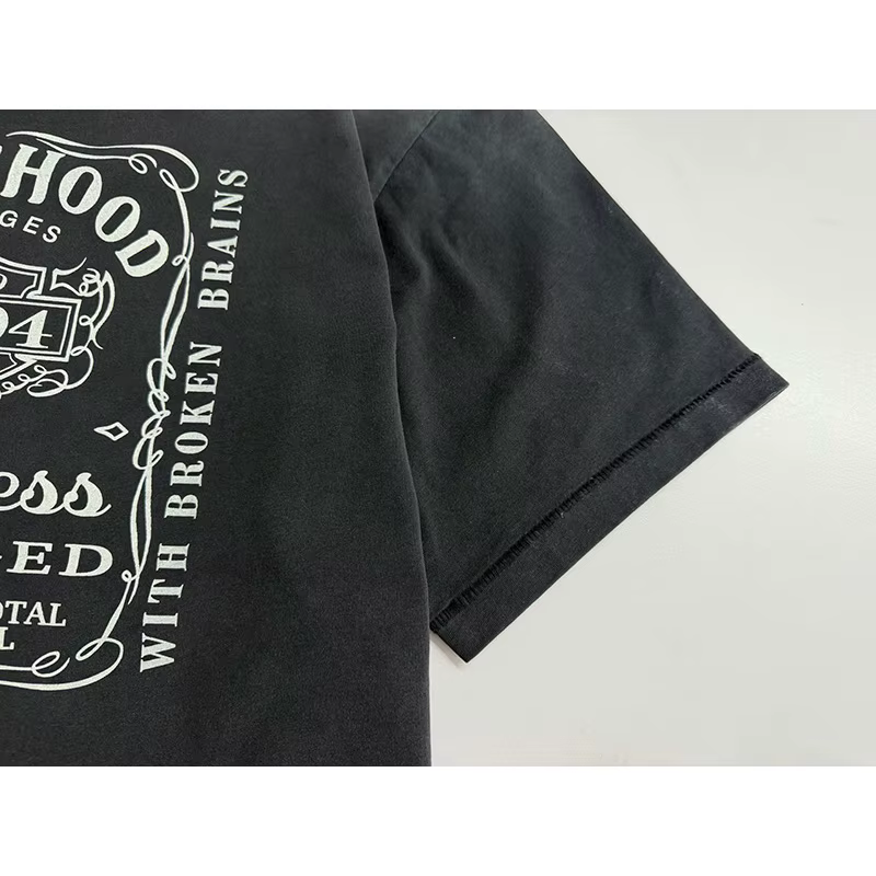Vintage lavé noir Streetwear Saint capuche T-Shirt hommes femmes surdimensionné ange crâne amour imprimé Splash-encre