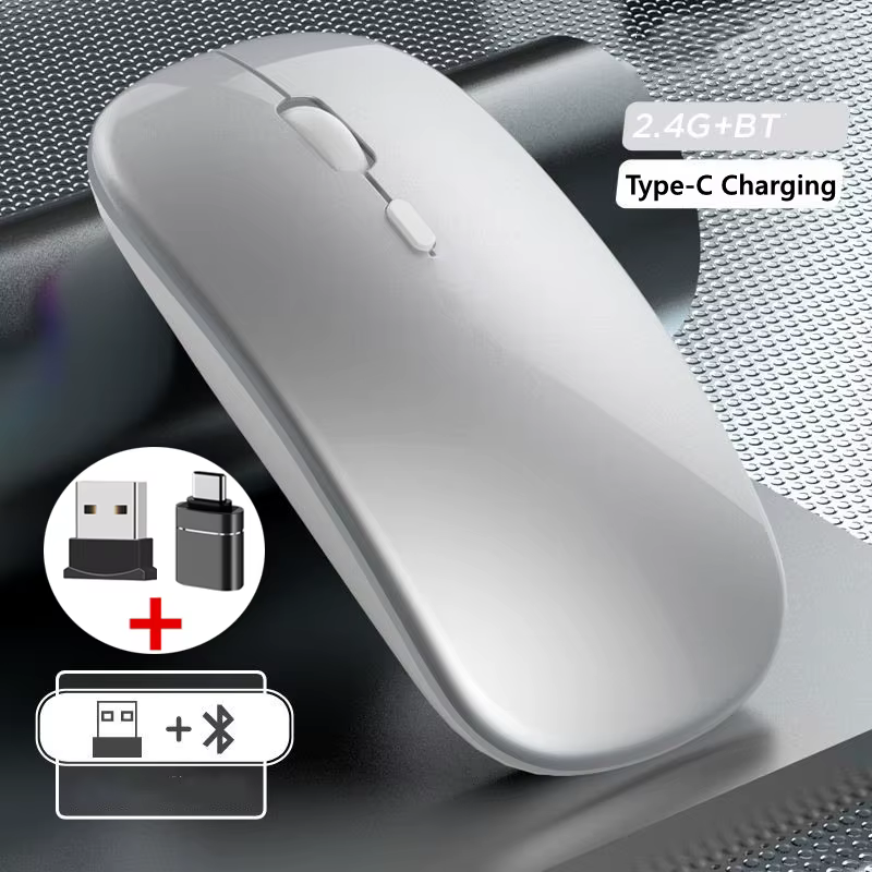 Souris de jeu sans fil, Compatible Bluetooth (Dual Mode: BT + 2.4Ghz), ergonomique et Rechargeable, pour PC/ordinateur portable/Macbook 