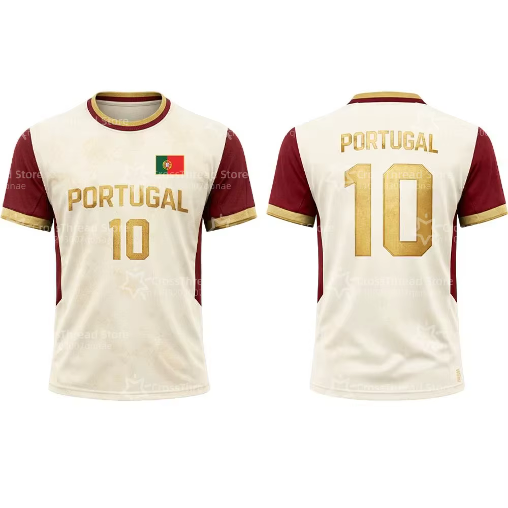 T-shirt imprimé drapeau du Portugal, uniforme d'entraînement de football d'été, maillot respirant et à séchage rapide pour hommes et femmes, cadeau idéal