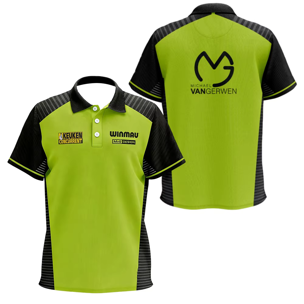 Michael van Gerwen 24/25 Polo de fléchettes professionnel avec fonction à séchage rapide Haut confortable pour un usage