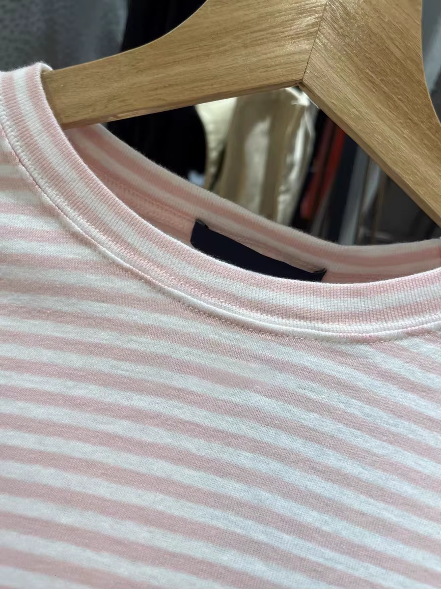 T-shirt à manches longues à rayures roses pour femme