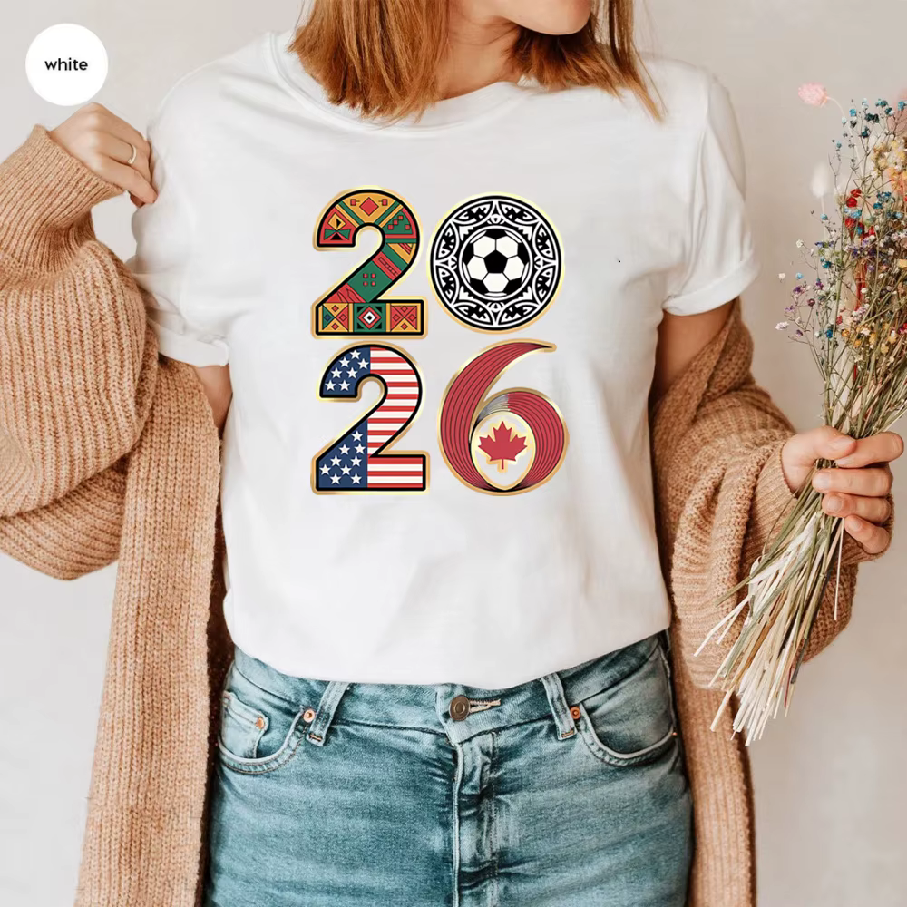 T-shirt de la Coupe du Monde de Football 2026 – Jour de Match International – États-Unis