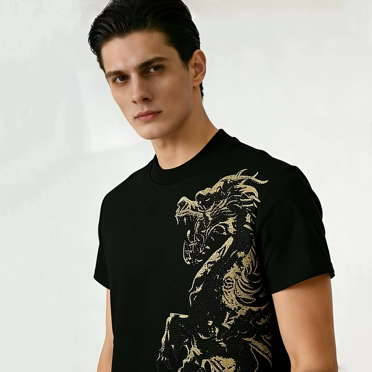 T-shirt homme Alex Plein en coton de luxe à col rond et manches courtes