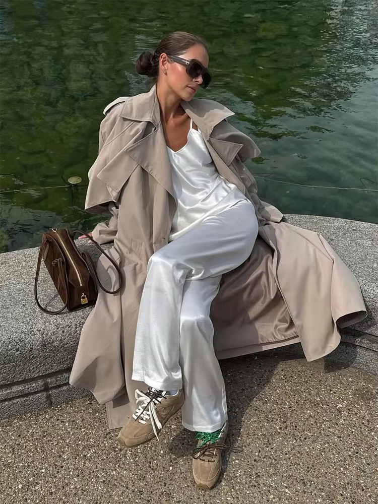 Manteau en laine chic à col marin et lacets