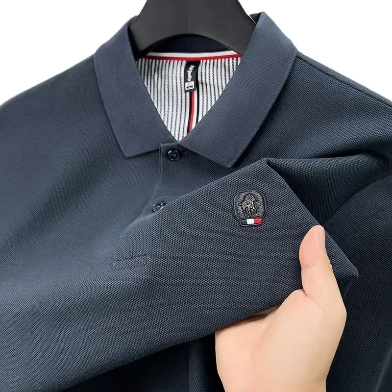 Polo en coton à manches longues pour hommes
