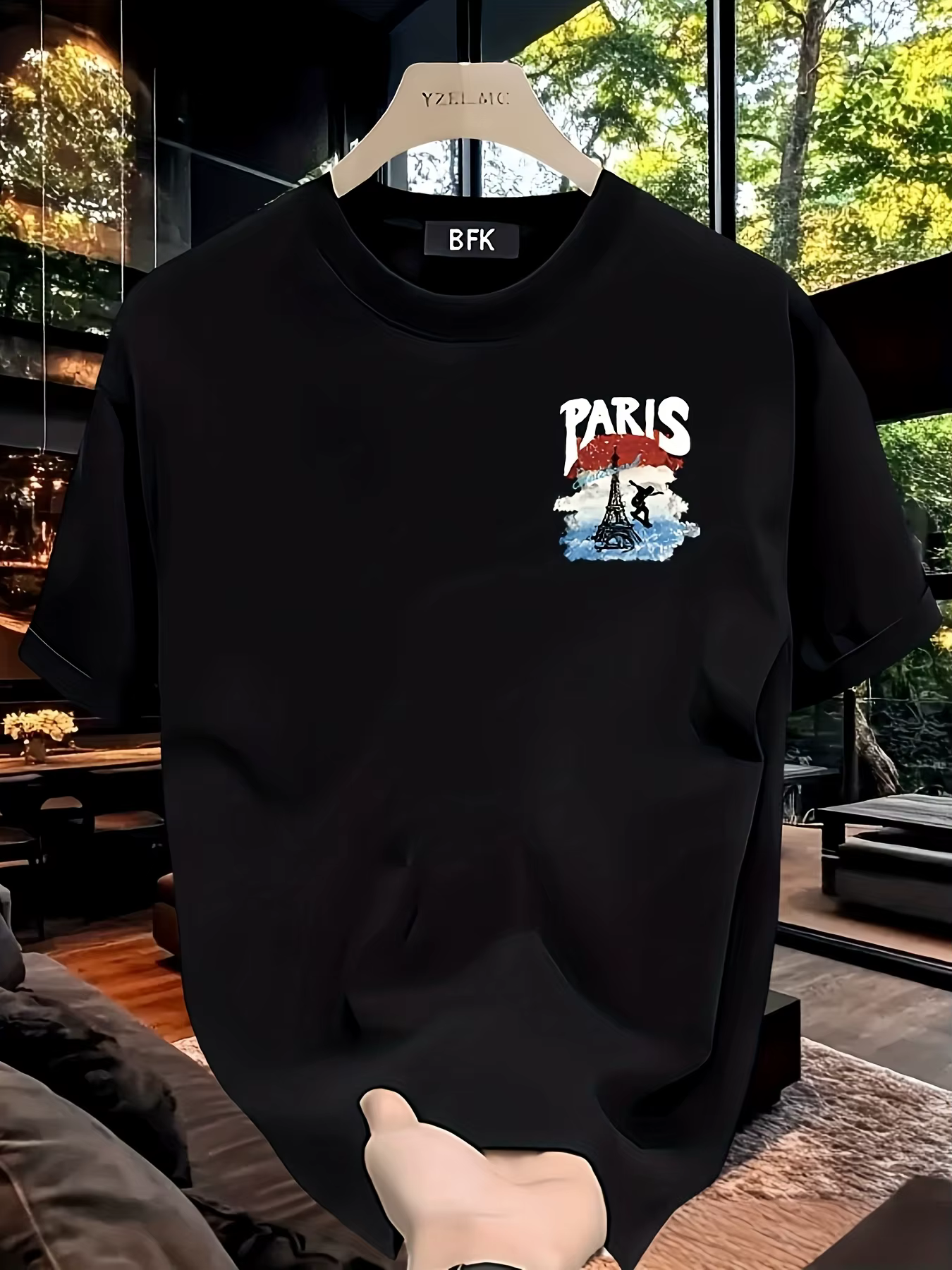 T-shirt pour homme en coton 100% doux de qualité supérieure avec imprimé aquarelle de la tour Eiffel de Paris