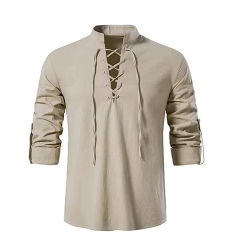T-shirt à manches longues et col en V pour hommes