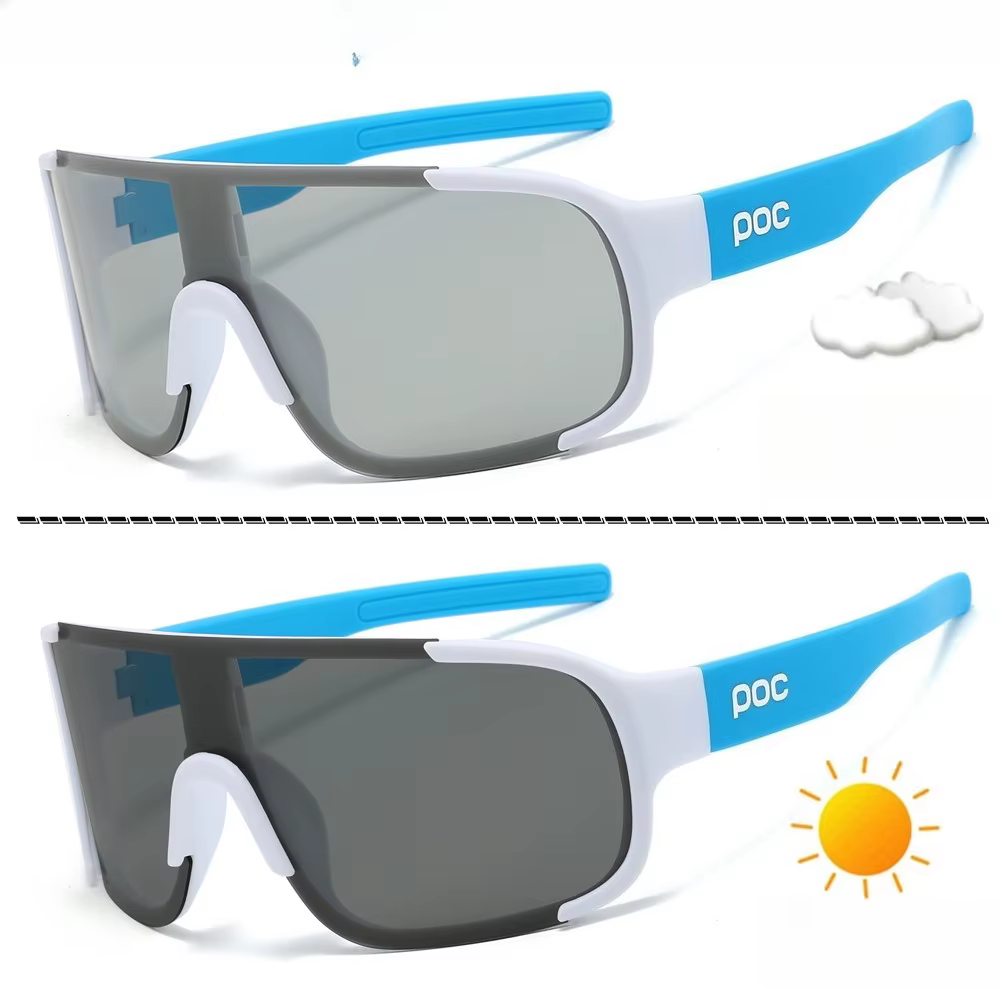 Lunettes de cyclisme à changement de couleur jour et nuit POC. Lunettes coupe-vent pour les sports de plein air, la course à pied et le marathon