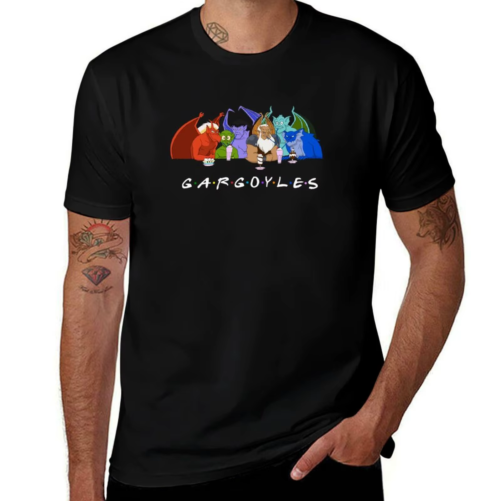GARGOYLES-T-Shirt blanc avec police, pack de t-shirts en coton 100% coton