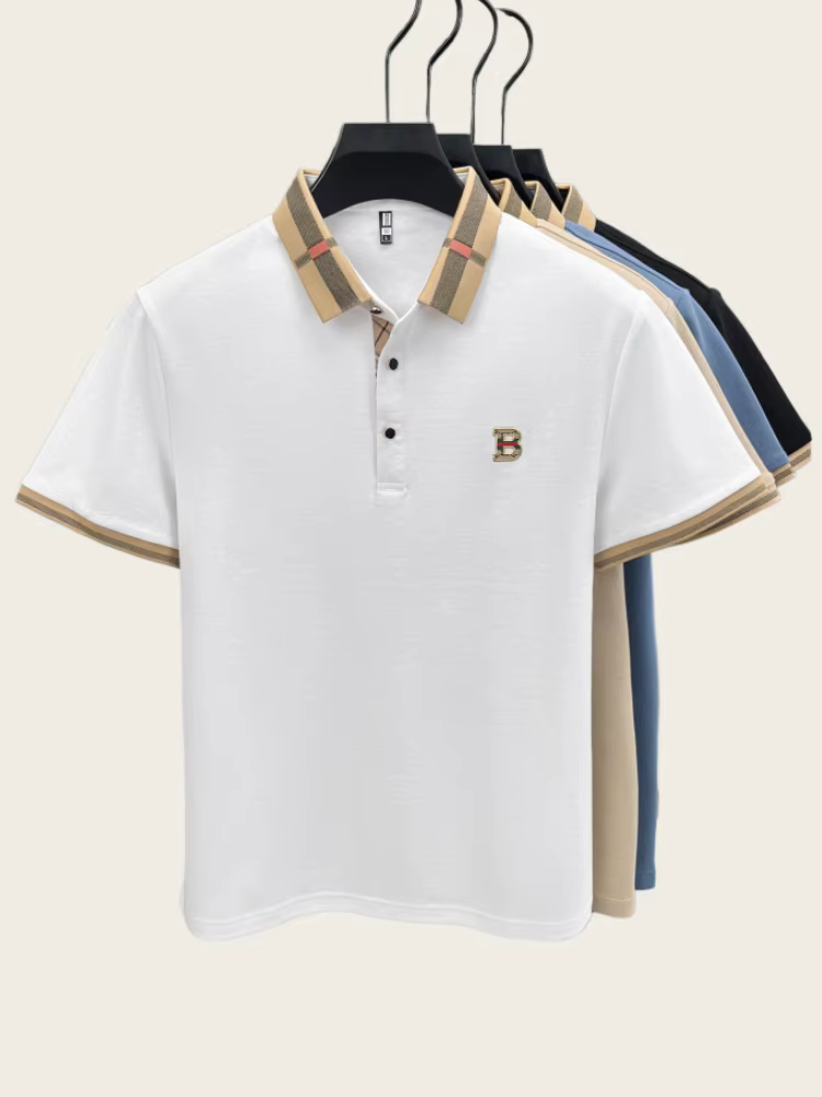 Polo à manches courtes avec logo de marque de luxe pour hommes