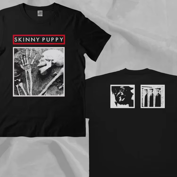 T-Shirt Skinny Puppy Band Noir Double Face, Style Rétro des Années 90