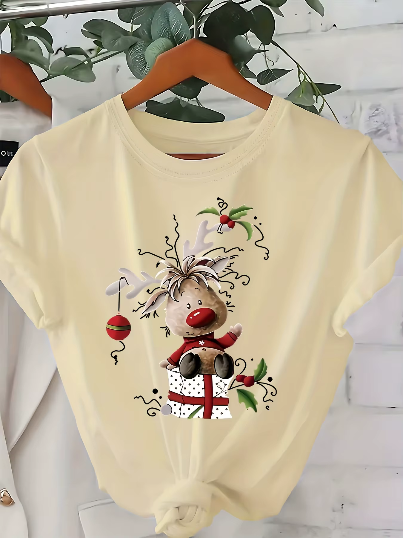100% coton T-Shirt femmes noël graphique imprimé