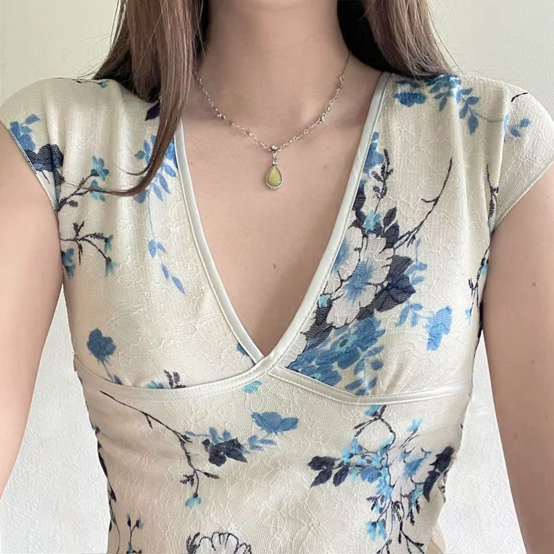 T-shirt à imprimé floral pour femme