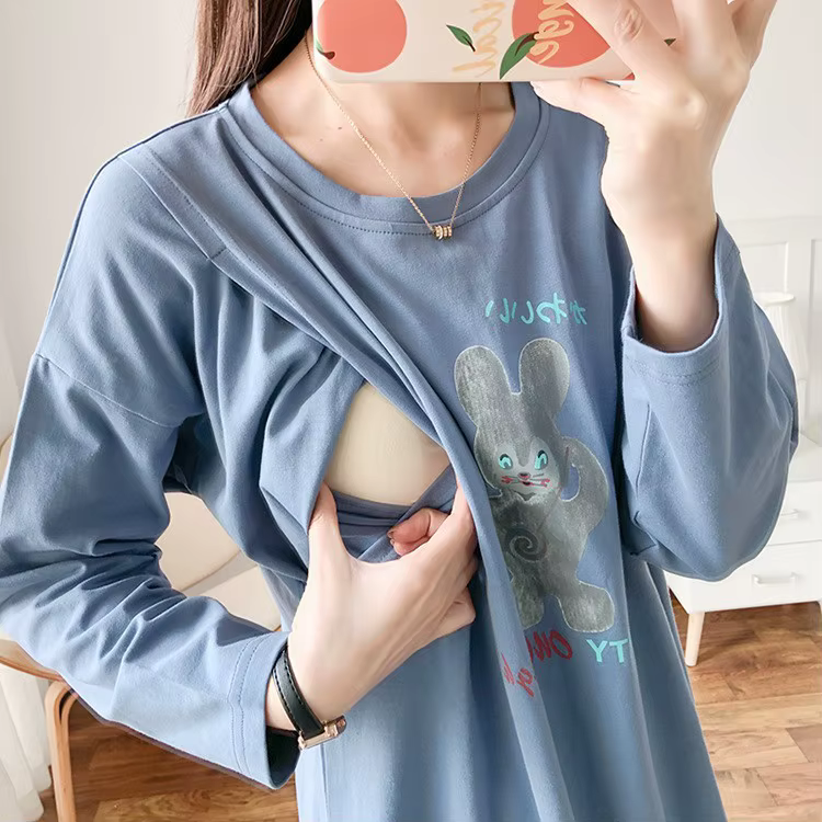 Adorable dessin animé lapin ours bébé maternité t-shirt Super doux confortable chemise de grossesse printemps/été mignon haut ample pour les mamans