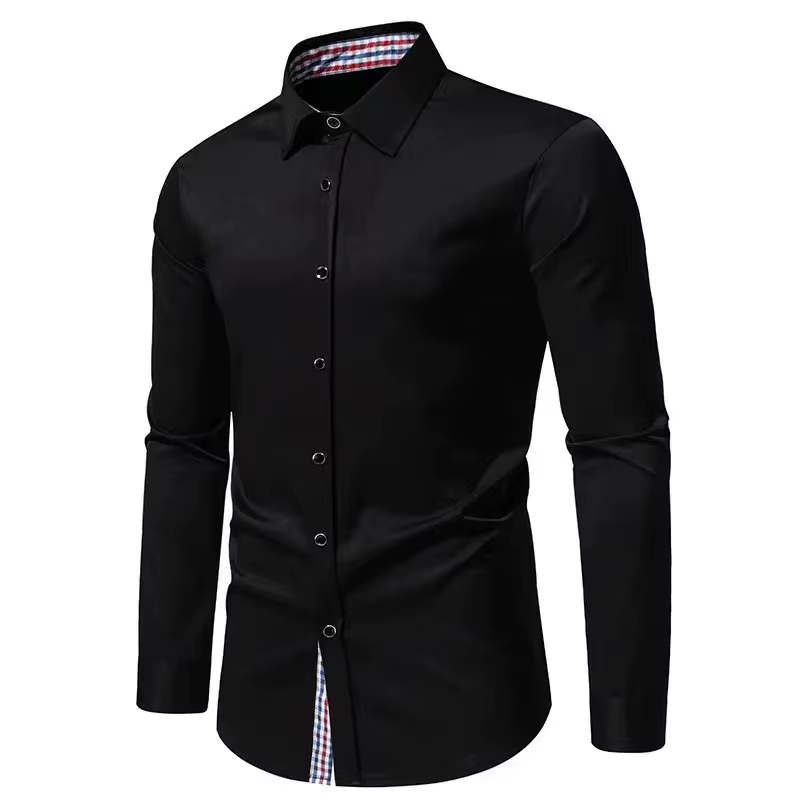 T-shirt à carreaux à manches longues pour hommes