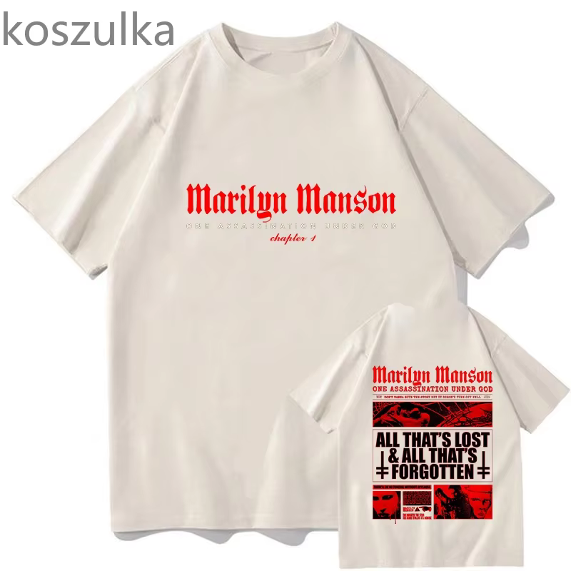 Marilyn Manson T-shirt homme femmes Harajuku col rond été décontracté pur coton mode esthétique unisexe à manches courtes haut