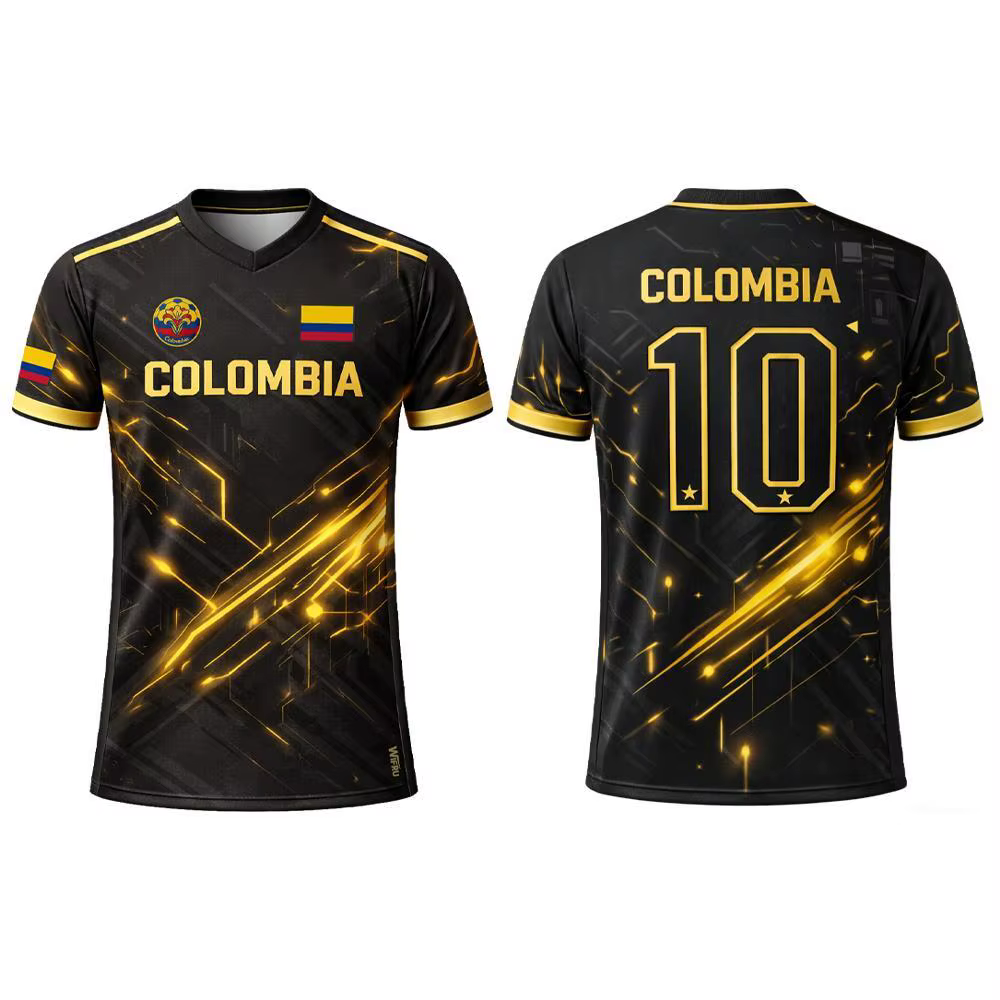 Nouveau Maillot de Foot 2026 Imprimé Drapeau Columbia pour Homme – T-shirt Sportif Respirant Col V Unisexe – Entraînement Décontracté Streetwear – Cadeau Idéal pour les Fans