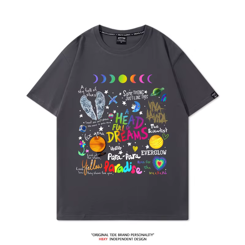 Coldplay Band Around coton T-shirt été nouveau homme et femme 2025 Concert Tour manches courtes vêtements tendance Rock haut ample