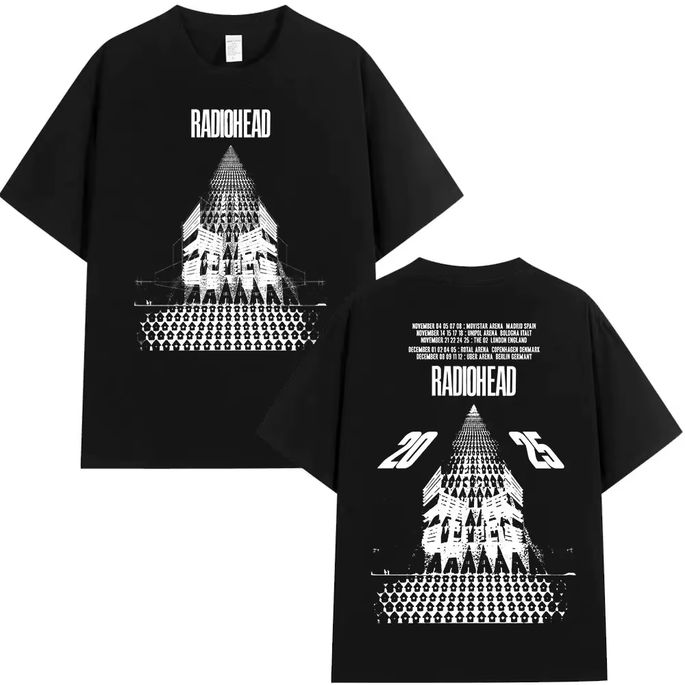 Radiohead World Tour T-shirt retour vers la route Merch surdimensionné t-shirts hommes femmes Rock Punk à manches courtes vêtements en coton lourd