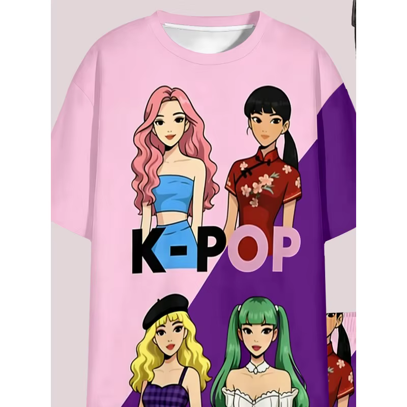 Ensemble décontracté 2 pièces imprimé K-Pop pour filles, T-shirt et short, idéal pour les fans de K-Pop, cadeau d'anniversaire, ensemble confortable et décontracté