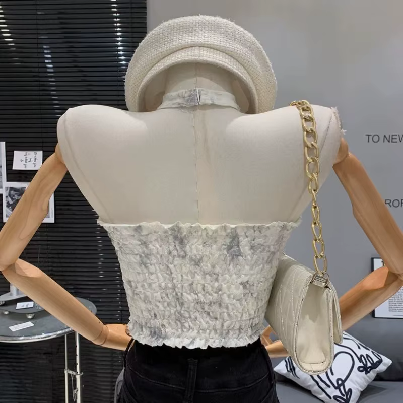 Matakawa Y2k vêtements dos nu t-shirt pour femmes imprimer printemps été Sexy Ropa De Mujer perles licou rétro débardeurs
