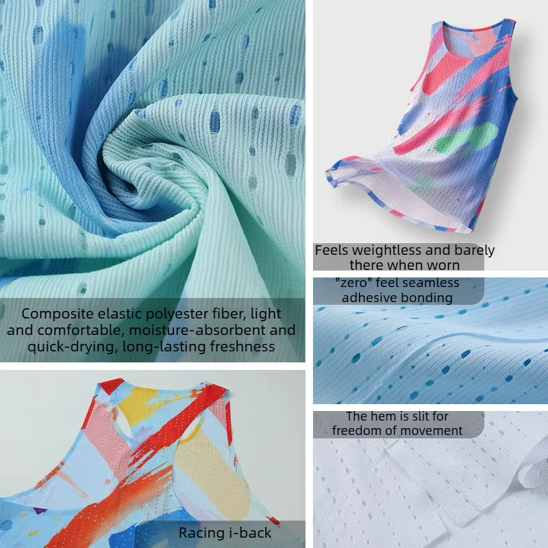Débardeur de course Marathon pour homme – Maillot de sport sans manches à séchage rapide en tissu léger et respirant pour l'entraînement et la gym