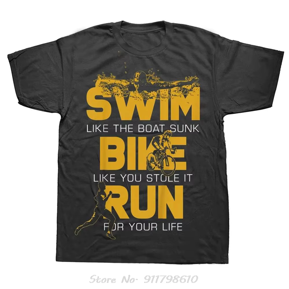 Vêtements pour hommes nouveauté Triathlon nageur vélo course surdimensionné T-shirt Streetwear Fitness