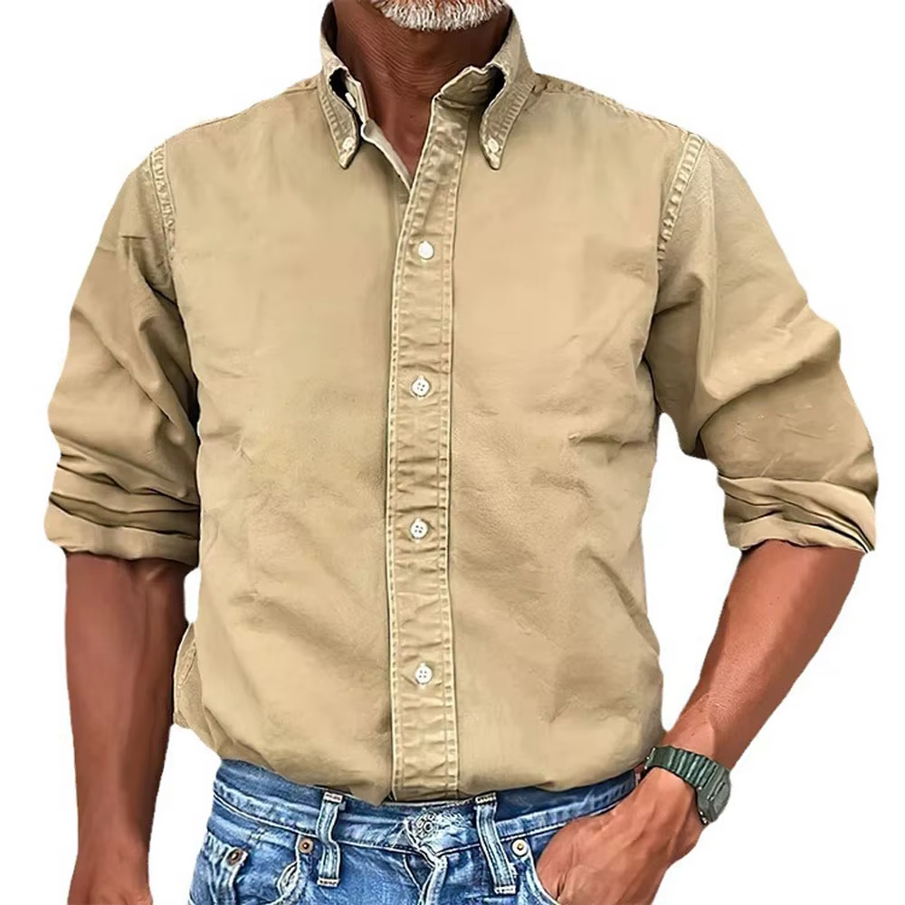 Hommes Business Workwear Bureau Blouse Printemps Été Mâle Solide Col Rabattu À Manches sulfBlouse Chemises YYCFS-F2401