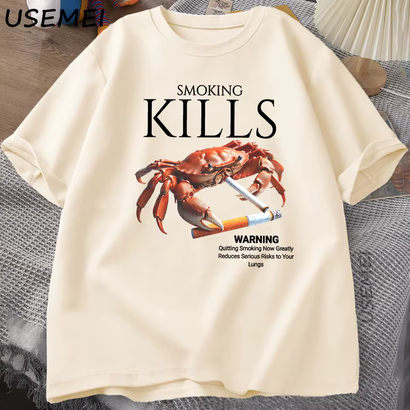 Fumer tue le crabe t-shirts désencré bizarre T-Shirt graphique