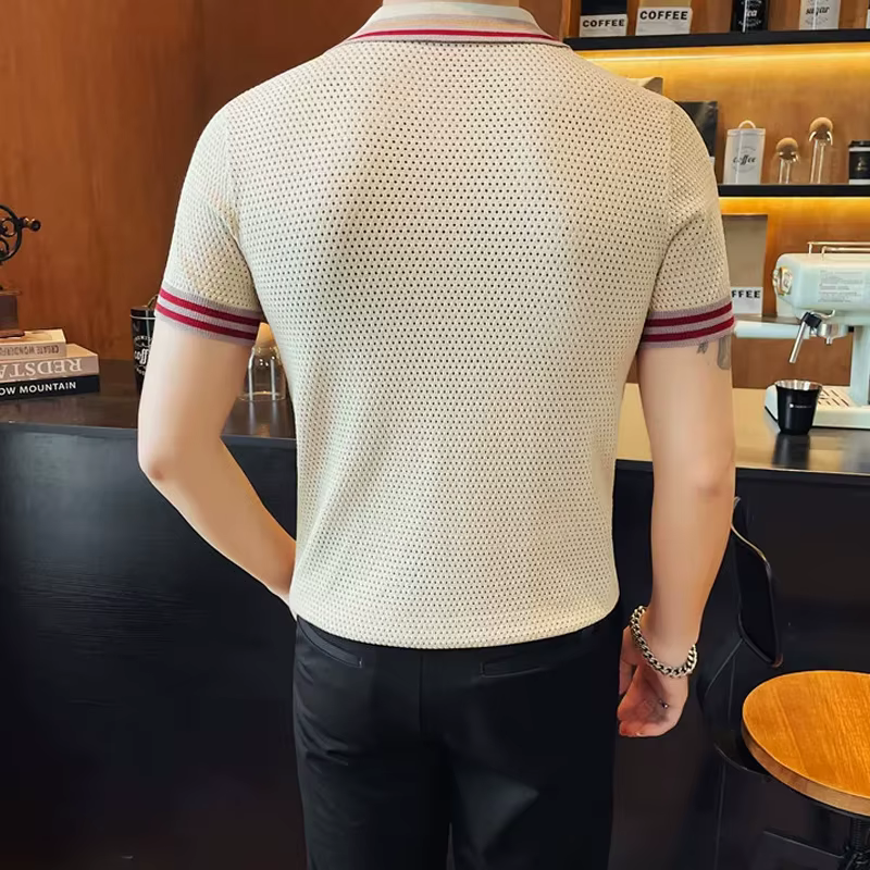 Polo en tricot pour homme à manches courtes