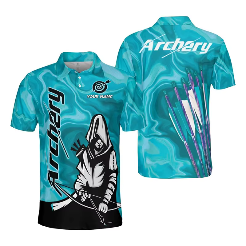 Mode tir à l'arc personnalisé Polo pour hommes personnalité impression 3D rue drôle t-shirt haut été tendance Sport