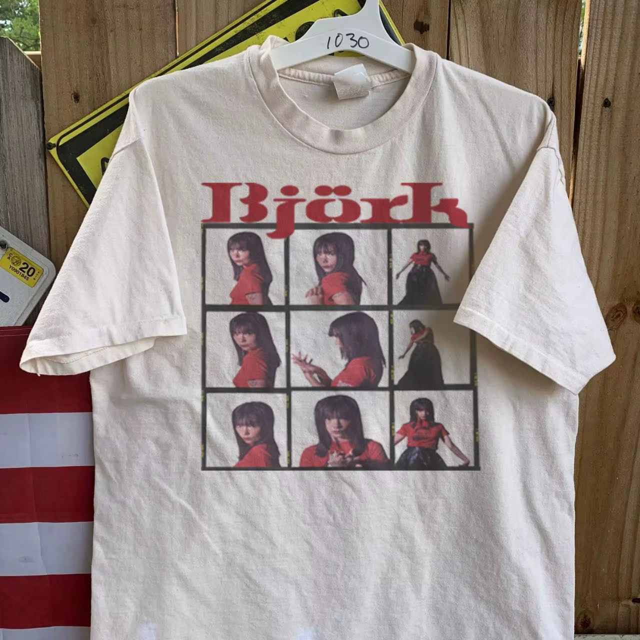 Bjork t-shirt années 90 blanc à manches courtes classique Pa8342