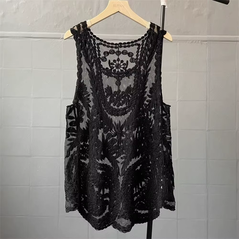 Haut en tricot ajouré au crochet pour femme