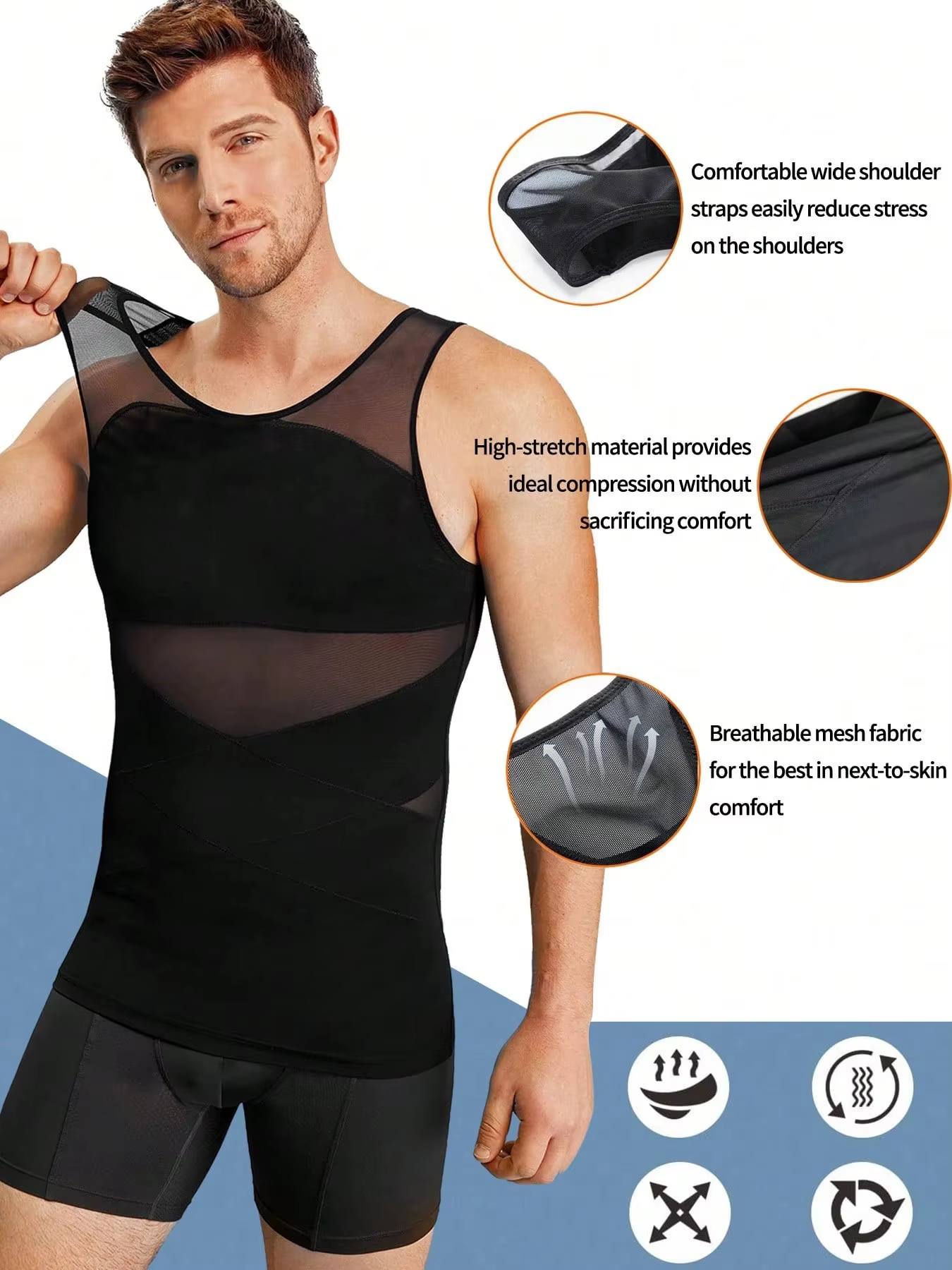 Débardeur de compression pour hommes en maille