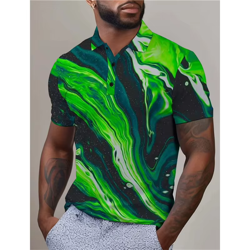 Polo imprimé 3D motif marbre pour homme