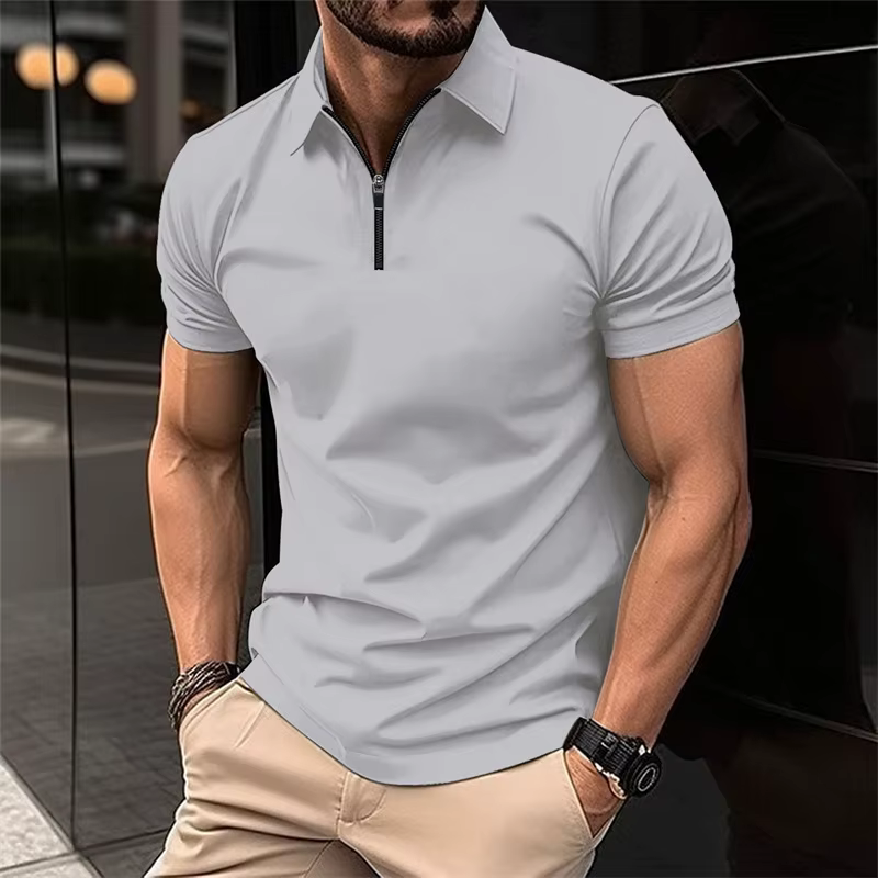 Polo élégant à col demi-zip pour hommes