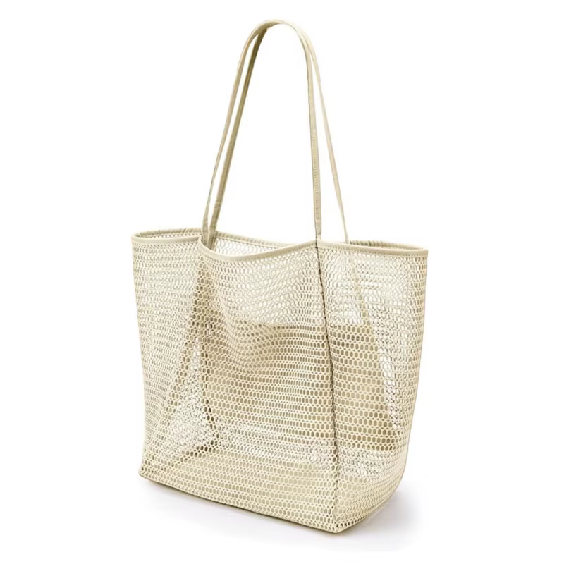 Sac de plage grande capacité pour femme - Sac à bandoulière en polyester tissé durable avec ouverture supérieure pour les voyages et le shopping